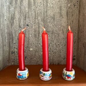 Vtg Nalco Ceramic Mini Candle Trío